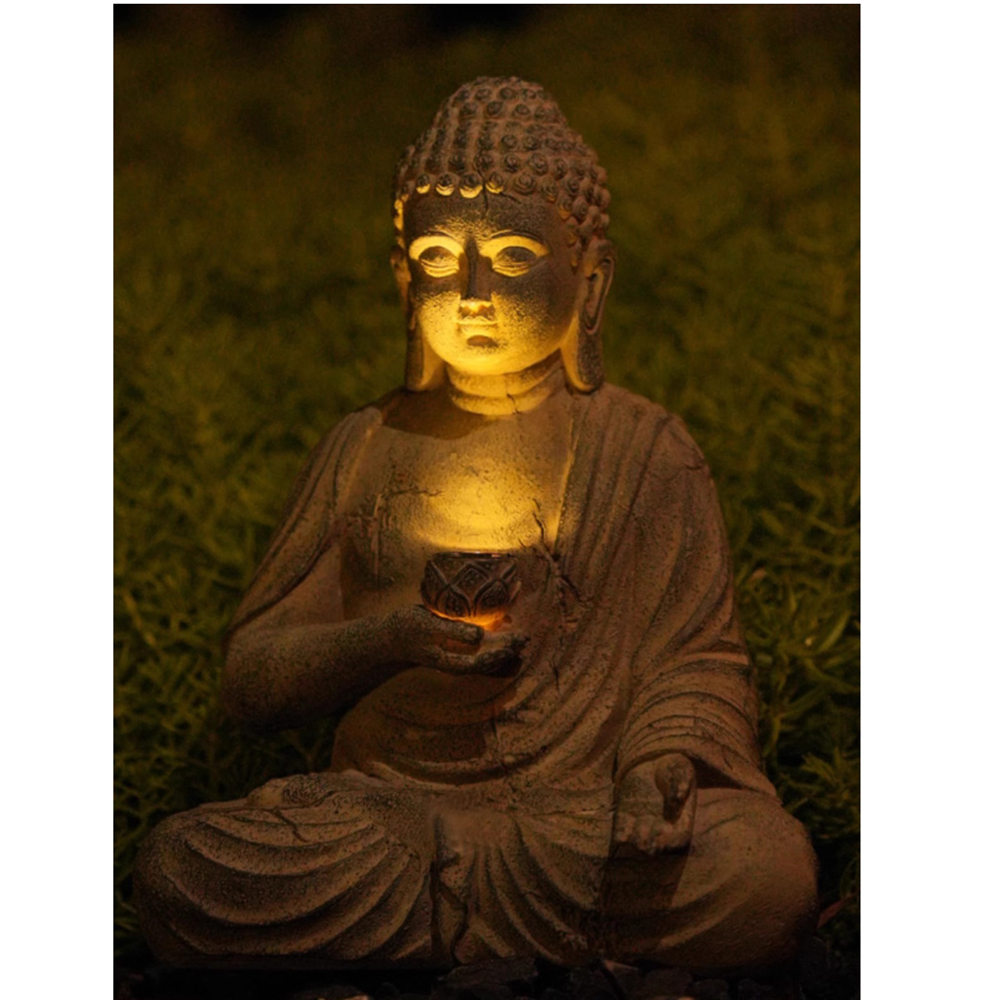 Resin Solar Buddha Statue Scul - Smart Zen Garden 评论和价格