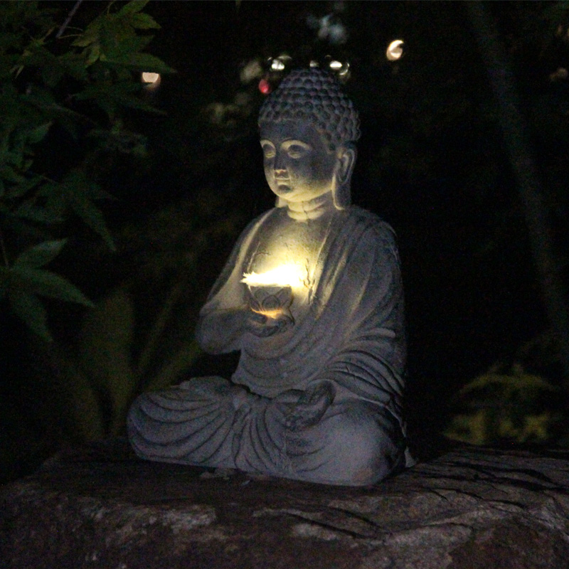 Resin Solar Buddha Statue Scul - Smart Zen Garden 评论和价格