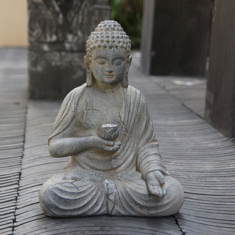 Resin Solar Buddha Statue Scul - Smart Zen Garden 评论和价格