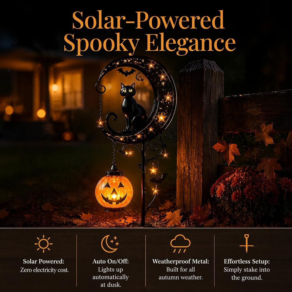 Solar Halloween Black Cat & Pu - Smart Zen Garden 评论和价格