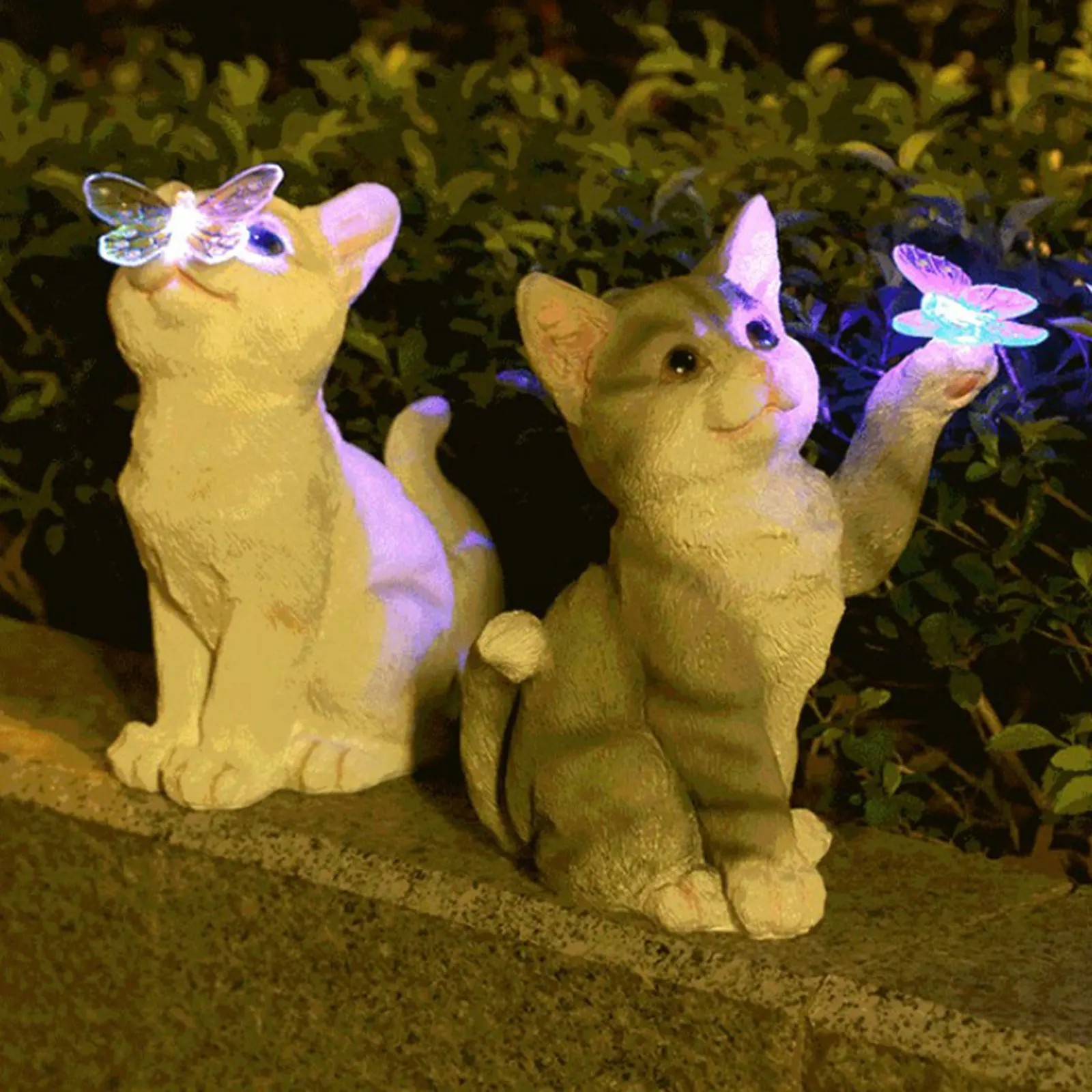 Outdoor Cat Sculpture Figurine - Smart Garden Lighting System 评论和价格