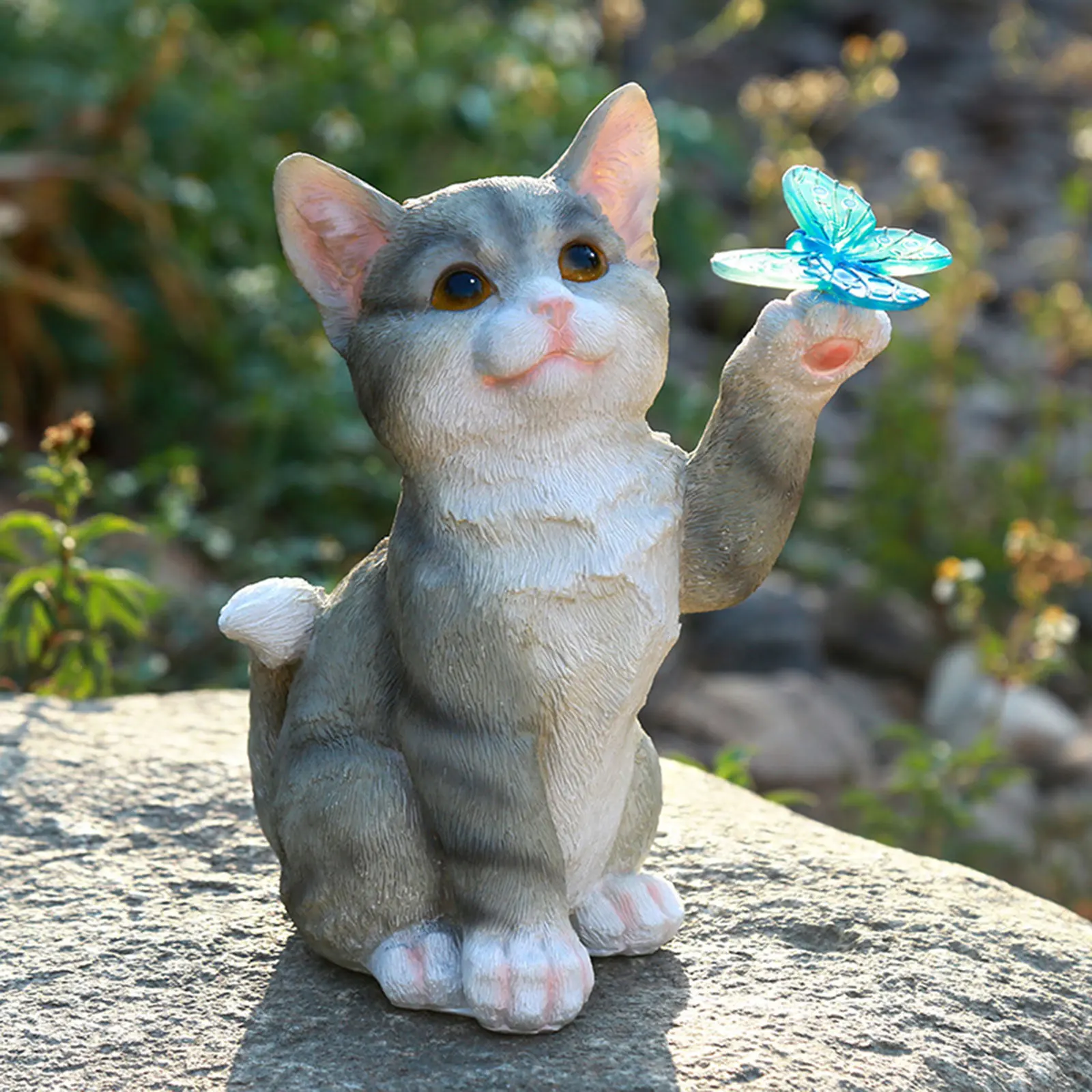 Outdoor Cat Sculpture Figurine - Smart Garden Lighting System 评论和价格