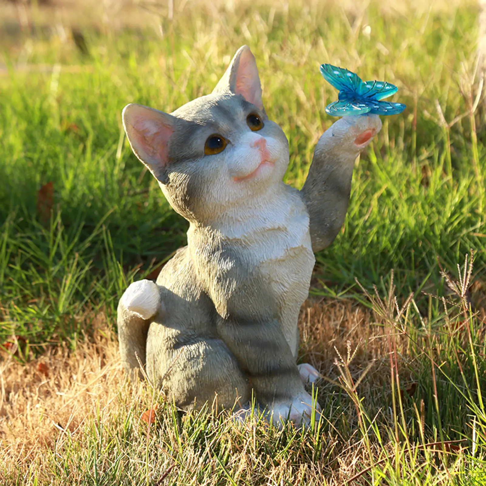Outdoor Cat Sculpture Figurine - Smart Garden Lighting System 评论和价格